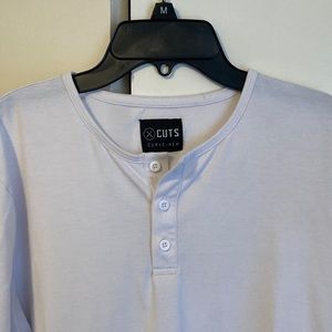 Cuts white Henley long sleeve